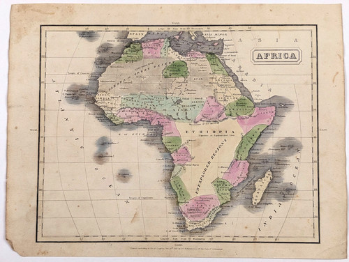 1829 mappa africa - mappa, originale