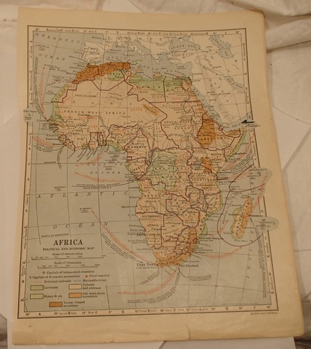 Antica mappa africa politica - mappa,