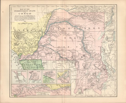 1887 congo antica mappa - 1887,
