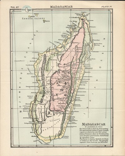 1883 madagascar antica - madagascar, mappa