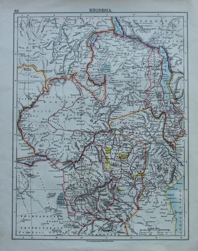 1895 antica mappa - , della