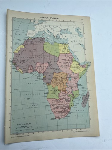 1950 mappa dell africa stampa - mappa,